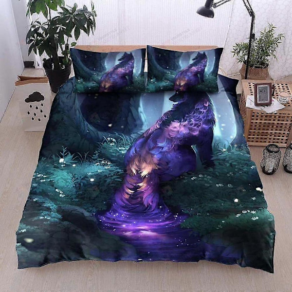 v4965 Sängkläder Varg Med Galaxpäls I Skogarna Perfekta Gåvor Påslakanset Sängkläder IU496 135x200cm 53x78in