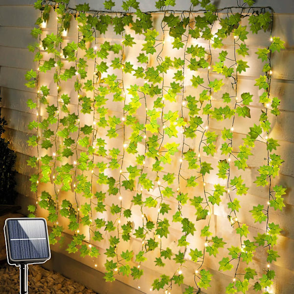10M 100 LED Solcelle Lys String Kunstig Efeu 8 Modes IP65 Vandtæt Solcelle Efeu Lys String Have Terrasse Altan Soveværelse