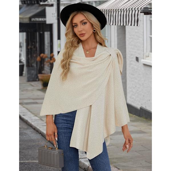 Stor krydsfront cape sweater wrap top strikket elegant tørklæde cape efterår vinter stil til kvinder