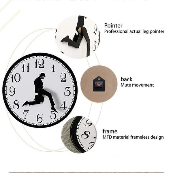 Walks Clock, Silly Walk Väggklocka, En Intressant Väggklocka för Sovrum Kök Vardagsrum Svart(f2) Black