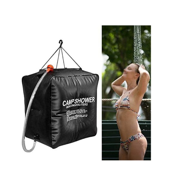 Solcelledrevet brusebadspose 40 liter camping, temperatur 45°C vandring, klatring