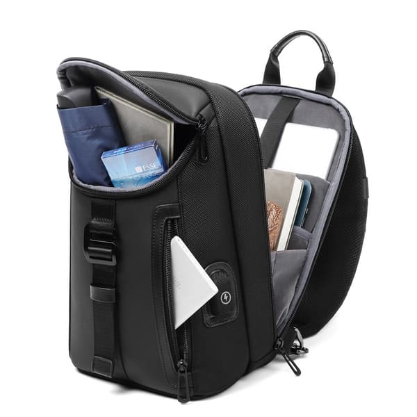 Fashion Sling Bag med USB-port Axelväskor för män Bröstväska{hw}