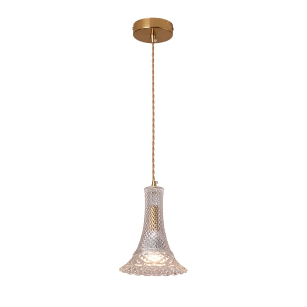 Nordic style water ripple glass chandelier, retro style single head decorative mini chandelier