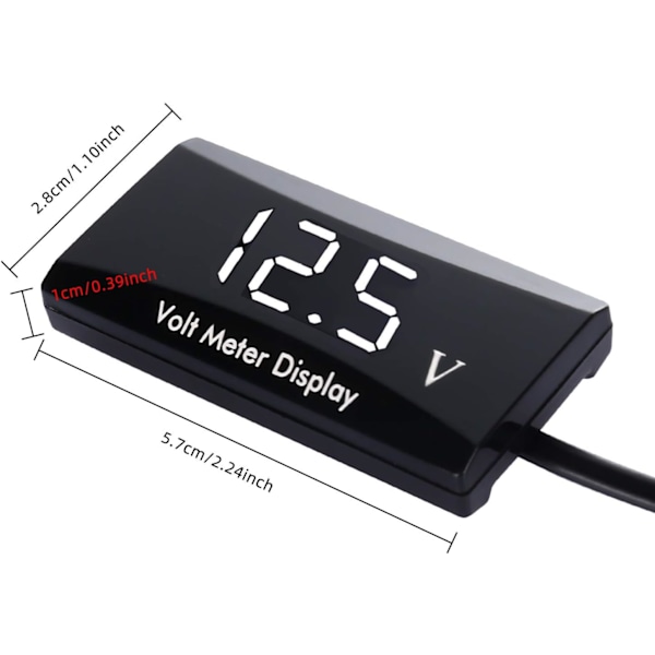 Digital Voltmeter for Bil, Vanntett DC 12V LED Voltmeter, ZQKLA