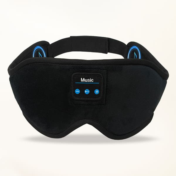 Trådløs 3D Bluetooth Søvnmaske med Stereolyd, Lysblokerende Øjenmaske til Søvn & Rejser, Hjemmeudgave Black - M logo