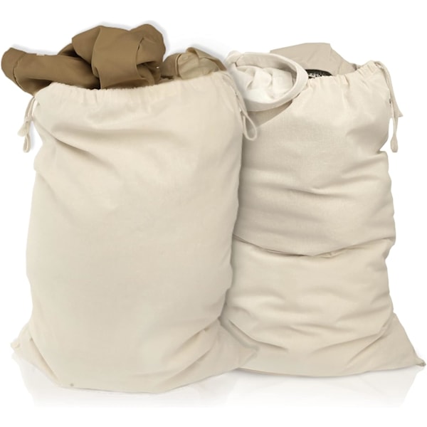 Sett med 2 klesvaskkurver 48*60 cm i 100% bomull - ekstra stor og holdbar{HH}