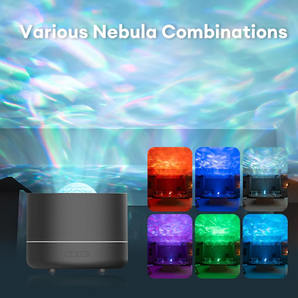 Luftfuktare - Sovrum Luftfuktare - Eterisk Olja Diffuser med Roterande Galaxljus - Aromaterapi Diffuser med 7-Färgs LED - Sval Mist Humidi...