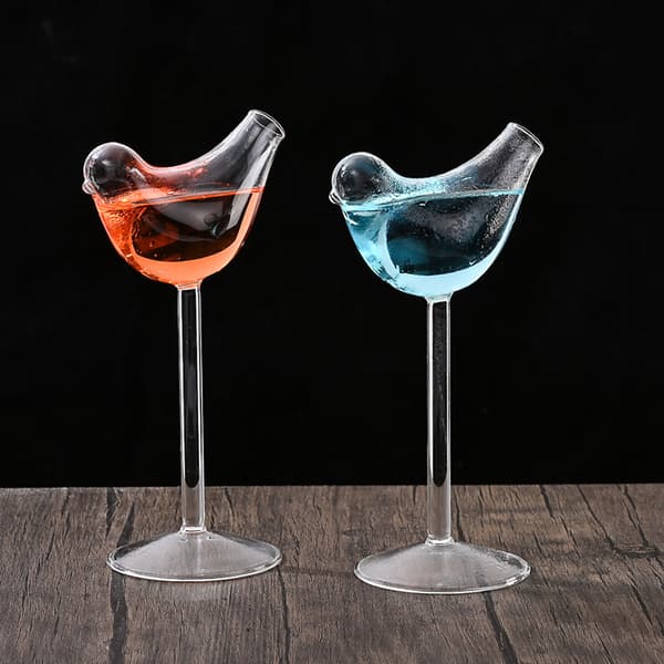 Sæt med 2 fuglecocktailglas Elegante vinglas Dekorative stilkglas Festdrikkekopper