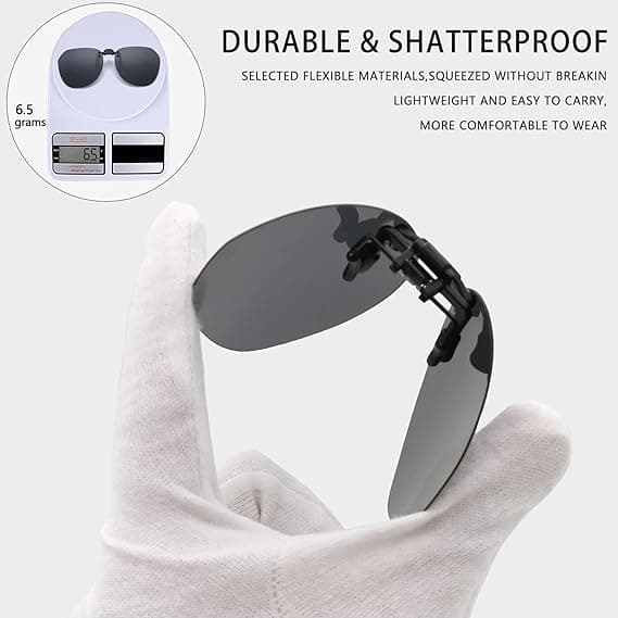 Gule Clip-on Solbriller - Polariserte Clip-on Solbriller Over Briller Unisex, Rammeløse Polariserte Flip{hy}