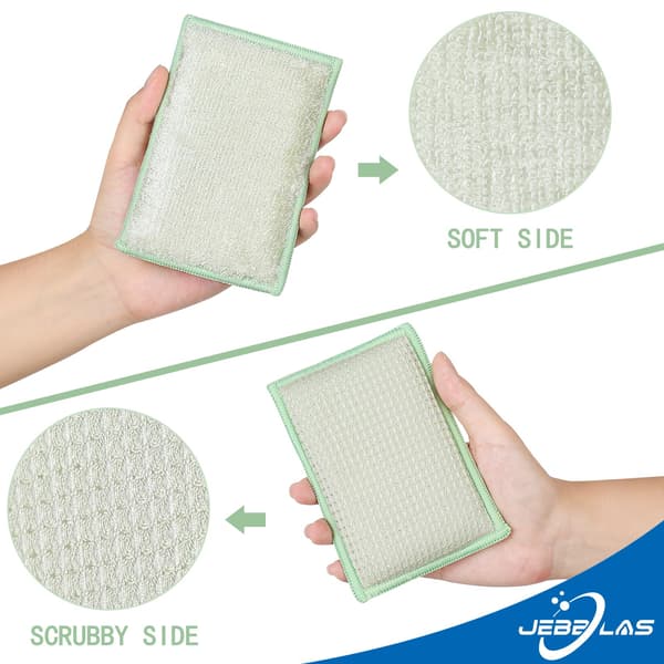 Bambu Naturlig Absorberande Köksvamp Återanvändbar Disk Svamp Beige 6-pack
