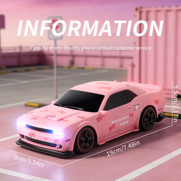Pink Dodge Hellcat RC Bil, 4WD Højhastigheds Drift Fjernstyret Bil til Børn