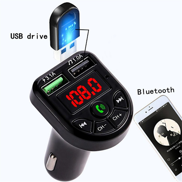 Bluetooth Bil FM MP3 Afspiller USB Oplader