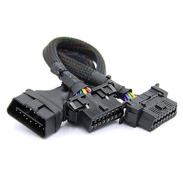 2 i 1 OBD2 Forlængerkabel OBDII Han til 2 Hun Splitter Bil Computer Tilslutning Konverteringsstik{F2]