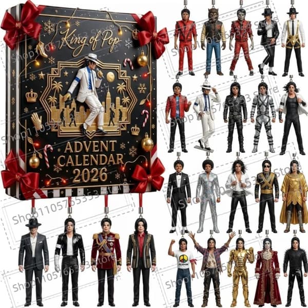 2026 Michael Jackson julekalender klassisk scene 2D akryl hengende figur juletrepynt gave til musikkfans A6-Random 2D Acrylic