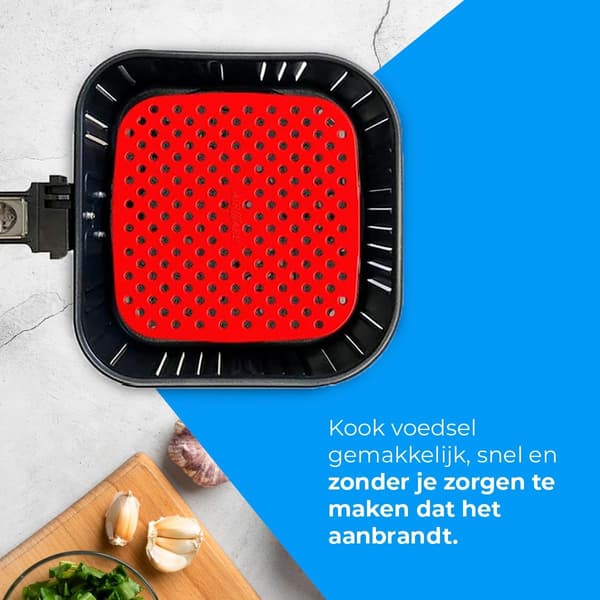 Sett med 2 - Firkantet - Airfryer - Gjenbrukbart silikon bakepapir - 21,5 cm