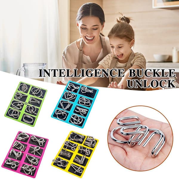 Nio Spännen Pedagogiska Leksaker Metallpussel Lås Upp Interl N(f2) pink one-size