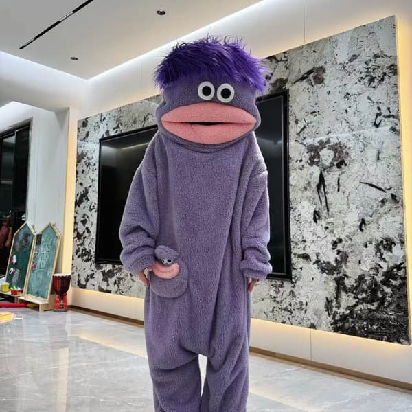 Stor Mund Monster Onesie Pyjamas Tyk Koralfleece Unisex Hjemmetøj Til Efterårsnat 3 M