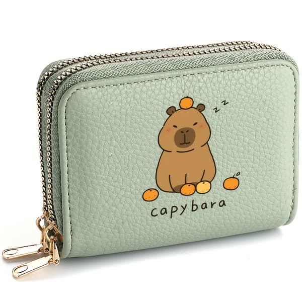 Söt Capybara Plånbok Mini Dragkedja Myntväska Korthållare Tecknad Plånbok White