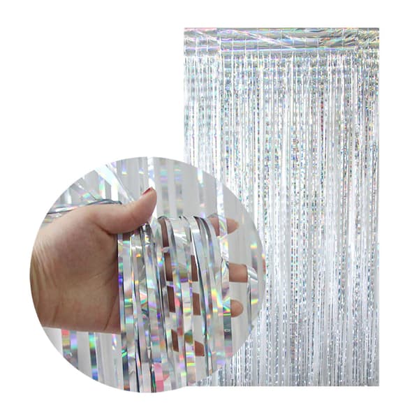 Glittergardin Metallisk Sølv 3-Pakning [3x2m] for Fest Bursdag(XH(
