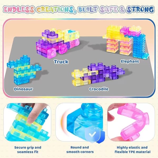 40 STK Squishy Jelly Byggeklosser Sensorisk Konstruksjonsleke Myke Stablebare Klodser Small)