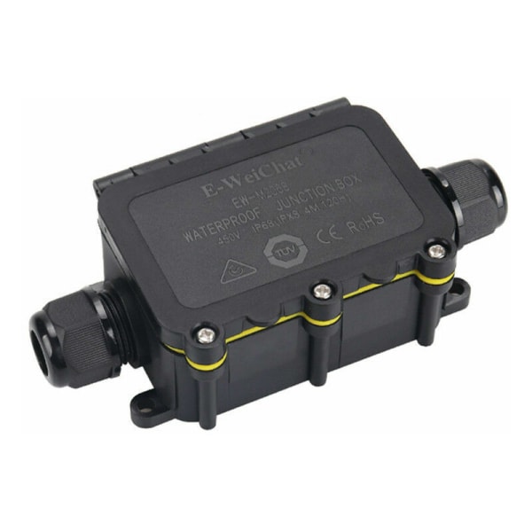 IP68 vattentät kopplingsdosa, 2-vägs kopplingsdosa kopplingar Elskåp utomhus Lätt att installera för Ø 5-12 mm kabeldiameter, svart