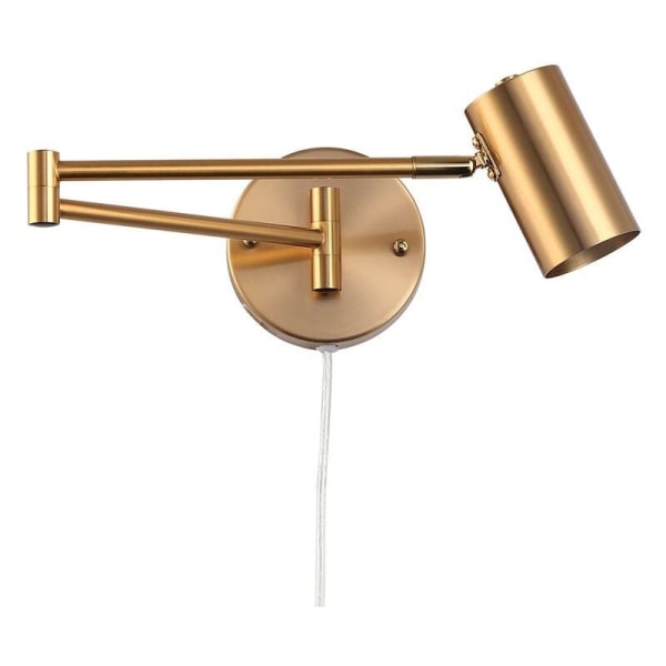 Retractable Wall Light with Socket - Gold