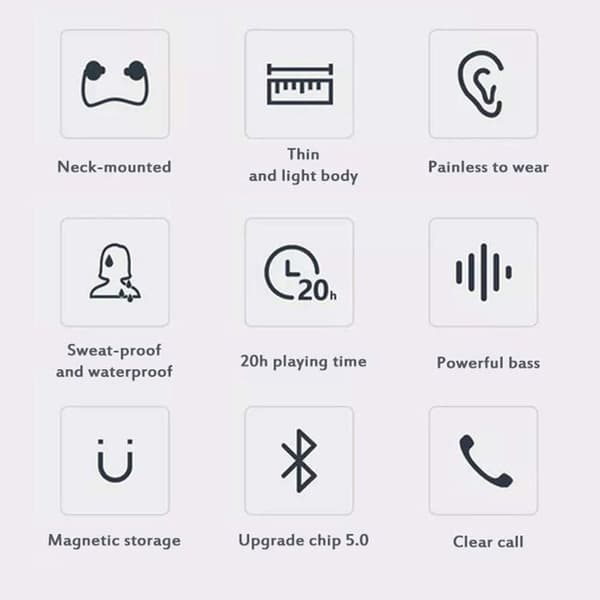 Bluetooth-hörlurar sport in-ear, Bluetooth 5.0 vit (f2)