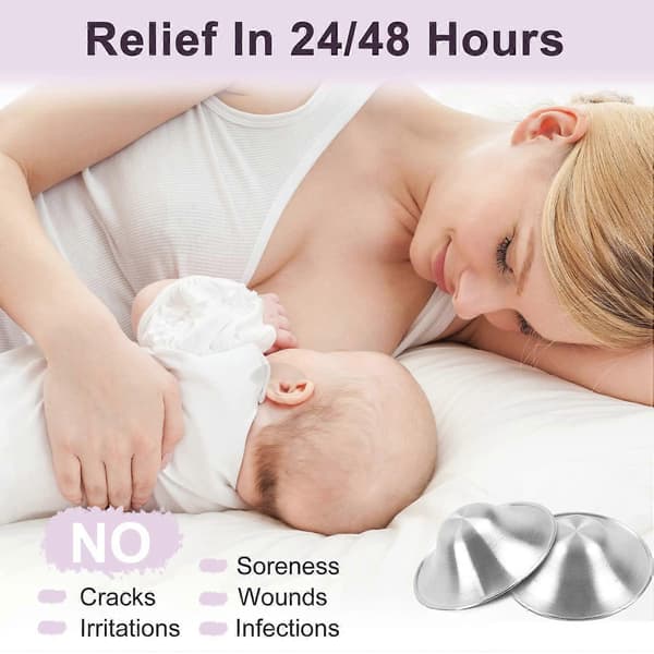 925 Sterling Silver Nipple Shields, Silver Cups for Breastfeeding, Breast Protection for Newborns, Essential Nipple Protectors and Inserts JP{F2}