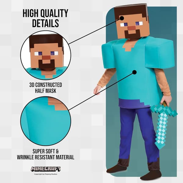 Minecraft Halloween -roolipeli Steve Deluxe Minecraft -asu, monivärinen-FF(F2) S (4-6)