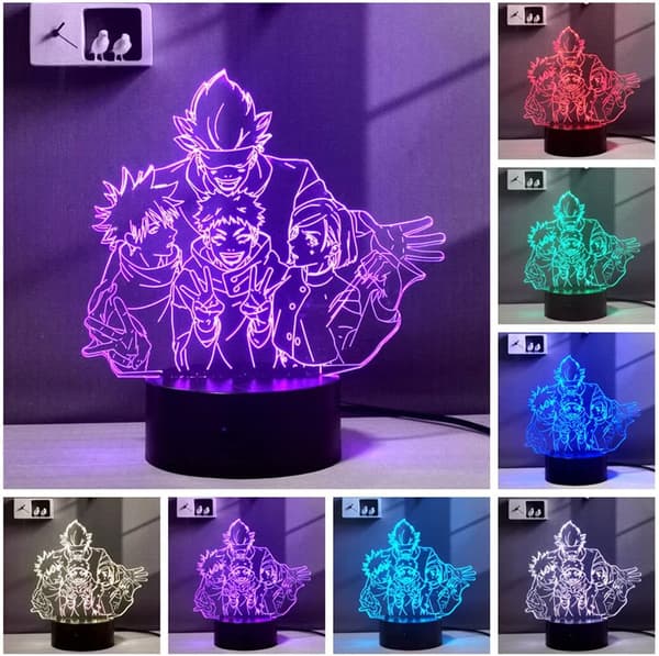 Jujutsu Kaisen 3D Illusjon LED Anime Lampe 16 Farger Endring R(f2)