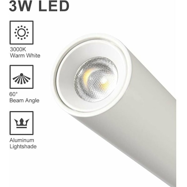 Seinälle kiinnitettävä lukuvalaisin, 3 W:n LED-lukuvalaisin, 3000 K:n joutsenkaulavalaisin, (valkoinen) - MSBD