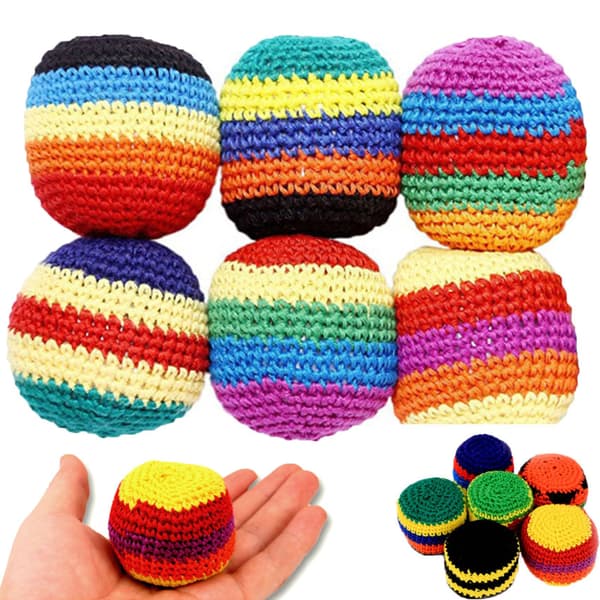Handgjord stickad fotbollssäck Hacky Sack Leksak Stresslindring Utomhus Kickboll Party Fidget Leksak**Typ A, 6-pack Type A, 6-pack