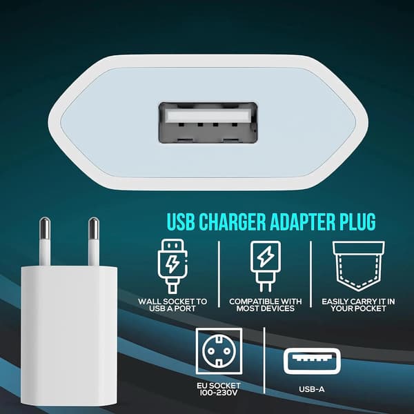 5-pack 5V 1A EU AC Hem Rese USB Väggladdare För iPhone 6 7 8 plus x xr 11 12 13 14（F2）