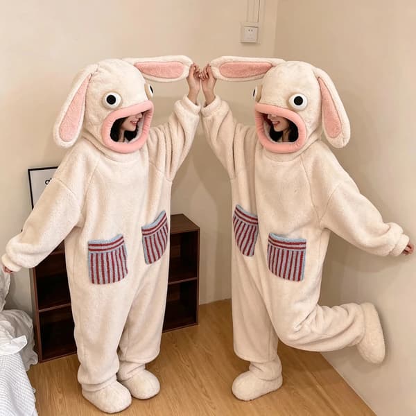 Rolig Stort Mun Monster Onesie Korallfleece Pyjamas Par Hemmakläder Sovkläder Vinter Halloween Juldräkt 7 S