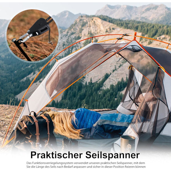 Spännlinor med linstramare, 4m repavgränsningsrep, reflekterande tältrep med spännare, krok, Ø 4mm justerbart rep för campingtältlampa{F2}