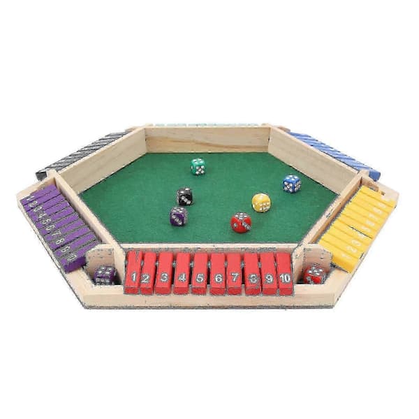 Shut The Box Terningespil 6 Spillere 6 Farvede Sider Træ Bordplade Shut The Box Spil Med 12 Terninger{h}