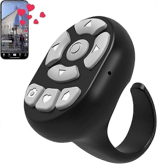 Tiktok Scrolling Ring med fingerfjärrkontroll, trådlös Bluetooth-fjärrkontroll för fingertoppen, fjärrskrollring för iPhone iPad iOS Android