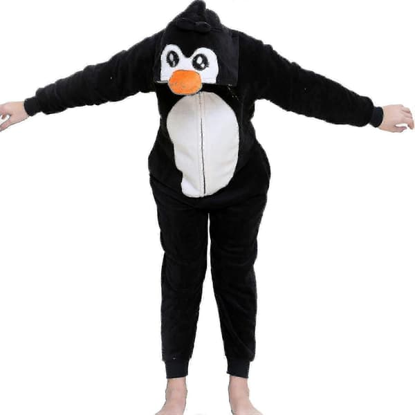Børne Unisex Super Blød Fleece Pingvin Onesie - God Penguin 2-3 Years