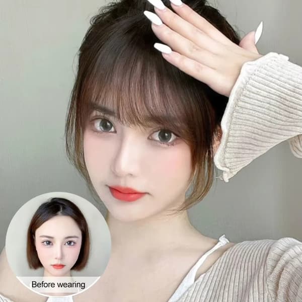 Clip On Bangs Hårstykke Sømløs Pannelugg Hårforlengelse Naturlig Usynlig Dark Brown 3pcs