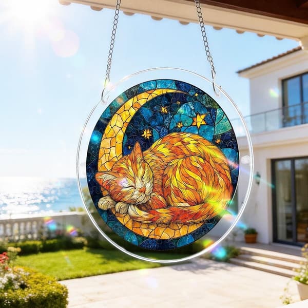 Solkatcher Akryl Puslespill Ornament Fargerik Vindusdekor Lysfanger Rund Kunstdekorasjon*DP032* DP032