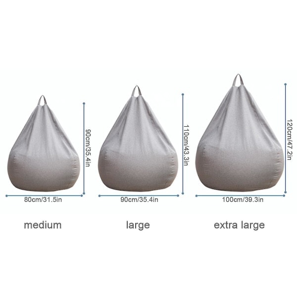 Ny Ekstra Stor Beanbag-Stol Sofa Trekk Innendørs Lat Lounger For Voksne Barn Kampanjepris Grå 100*120cm Grå Gray 100*120cm