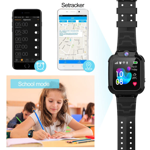 Smartklokke for barn, barnesmarttelefon posisjonering vanntett klokke