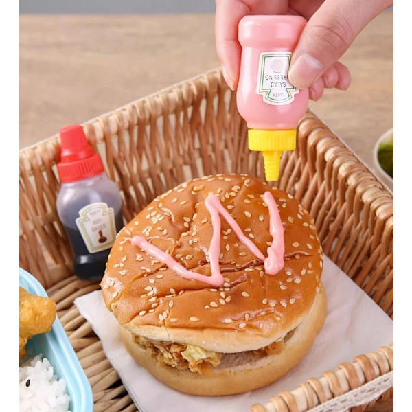 Klämflaskor - 8-pack 25 ml mini såsdispenser med munstycke - Reseflaskor för ketchup och senap black