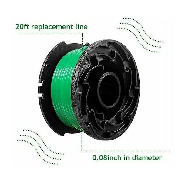 6 puolan lankapakkaus Black and Decker GL7033, GL8033, GL9035 -ruohotrimmereihin, 6 metriä per puola.{F2}