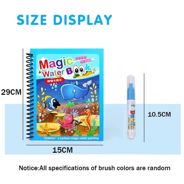 Upprepade ritböcker för barn, sensoriska tidiga utbildningspussel, ritningsleksaker, havsdinosaurie, djur, vattenritningsbilder 5