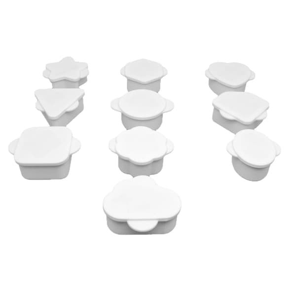 3D-printet kagepop- og småkageudstikkersæt 10 dele, PLA fødevaresikker bageform til hjerte-, stjerne-, sky- og blomsterformer med 100 pinde