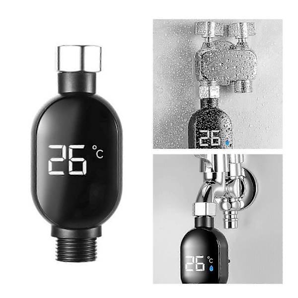 Vanntett dusjhode med temperaturvisning, termisk sensor dusjhode, hjemmeutgave 1pcs