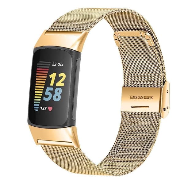 Fitbit Charge 6 5 Milanese Loop armband i rostfritt stål med silverfärgad