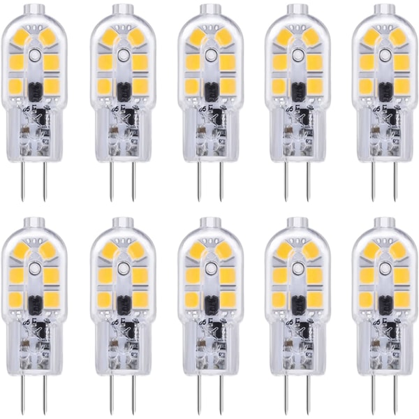 G4 LED Spisfläkt Glödlampa 12V 2W Cool White 6000K, 200LM, Bi-pin G4 Halogen Equivalent, LED G4 Lampa 12V AC/DC för husbil Paket med 10 [Energiklass A+