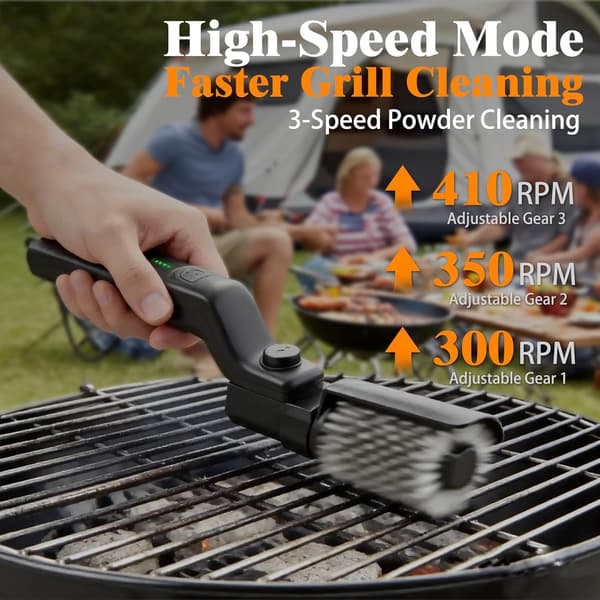 Elektrisk grillbørste - BBQ-børste elektrisk Justerbart børstehode - Laget av 304 rustfritt stål - Passer til alle griller Elektrisk rengjøring...(f2)